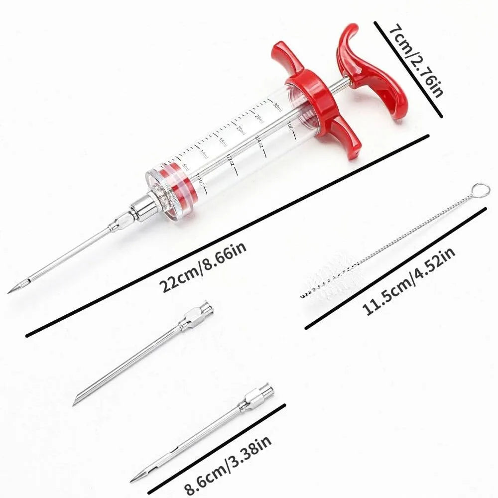 Luvikno | FLAVORYX Marinade Injector | Kjøttinjektor for BBQ & Steking | Med rustfritt stålnåler for flytende & kryddermarinader | 60 ml volum