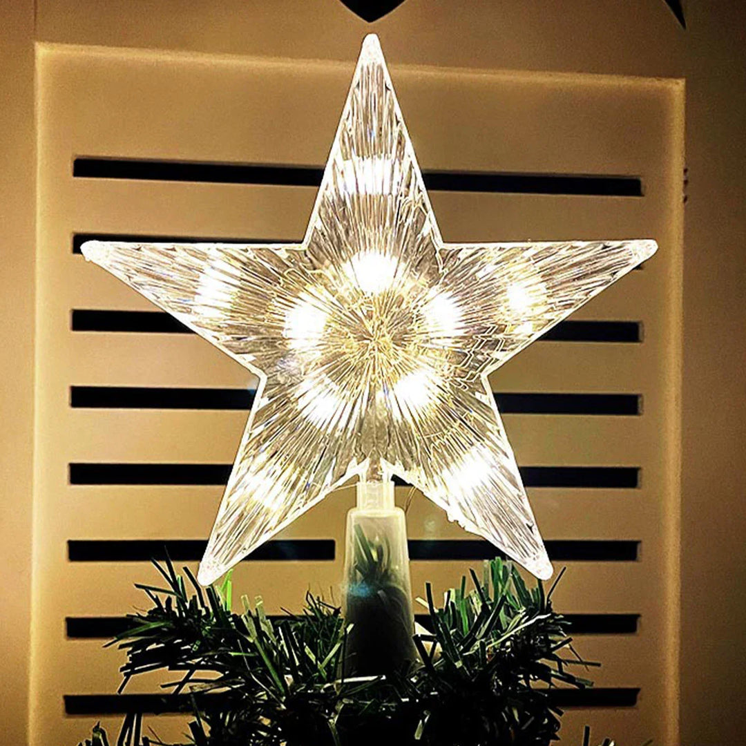 Lysende julegave – LED-belyst juletre topp for juletre, glitrende juledekorasjon for festbelysning og elegant dekor | Luvikno