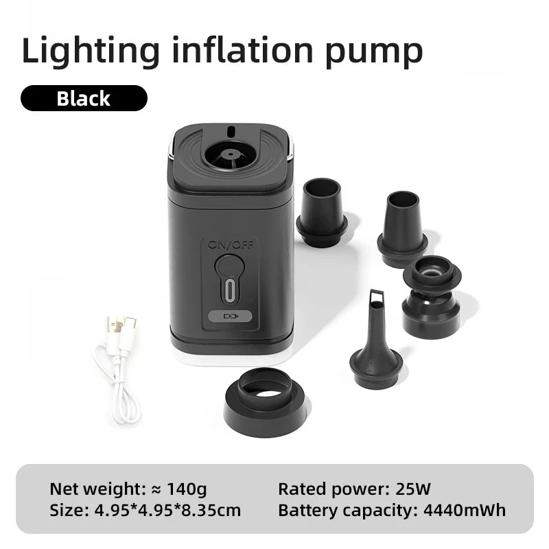 Luvikno | Utendørs Luftpumpe AeroBlow Mini | Elektrisk & USB Oppladbar | Bærbar & Trådløs | For Luftmadrasser & Vakuumposer