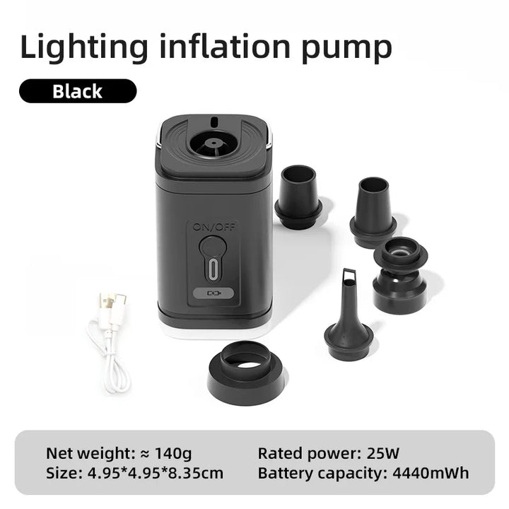 Luvikno | Utendørs Luftpumpe AeroBlow Mini | Elektrisk & USB Oppladbar | Bærbar & Trådløs | For Luftmadrasser & Vakuumposer