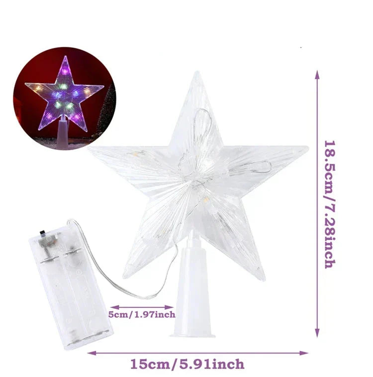 Lysende julegave – LED-belyst juletre topp for juletre, glitrende juledekorasjon for festbelysning og elegant dekor | Luvikno