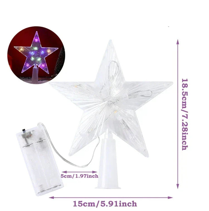 Lysende julegave – LED-belyst juletre topp for juletre, glitrende juledekorasjon for festbelysning og elegant dekor | Luvikno