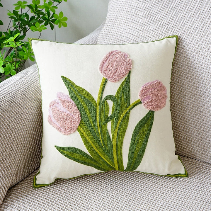 Brodert tulipan putetrekk
