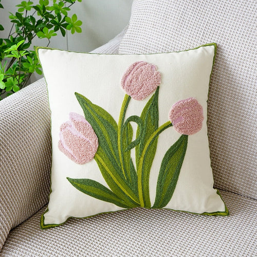 Brodert tulipan putetrekk