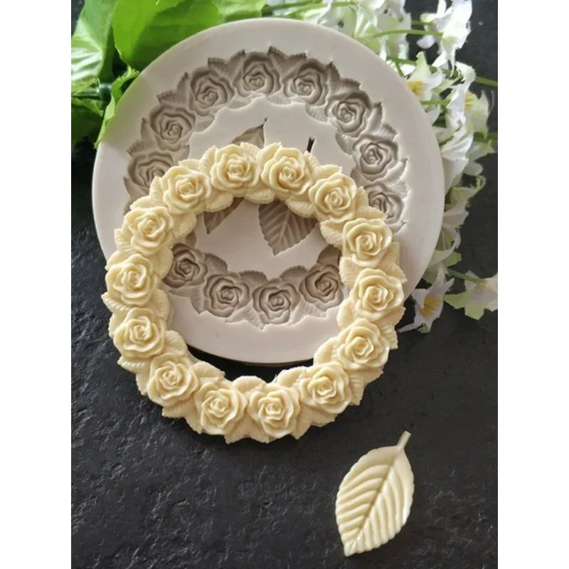 Luvikno | DekoMould Silikonform Rosette & Blader | For Fondant, Sjokolade & Sukkerpasta | Fineste Bake Dekkning & Ramme Design