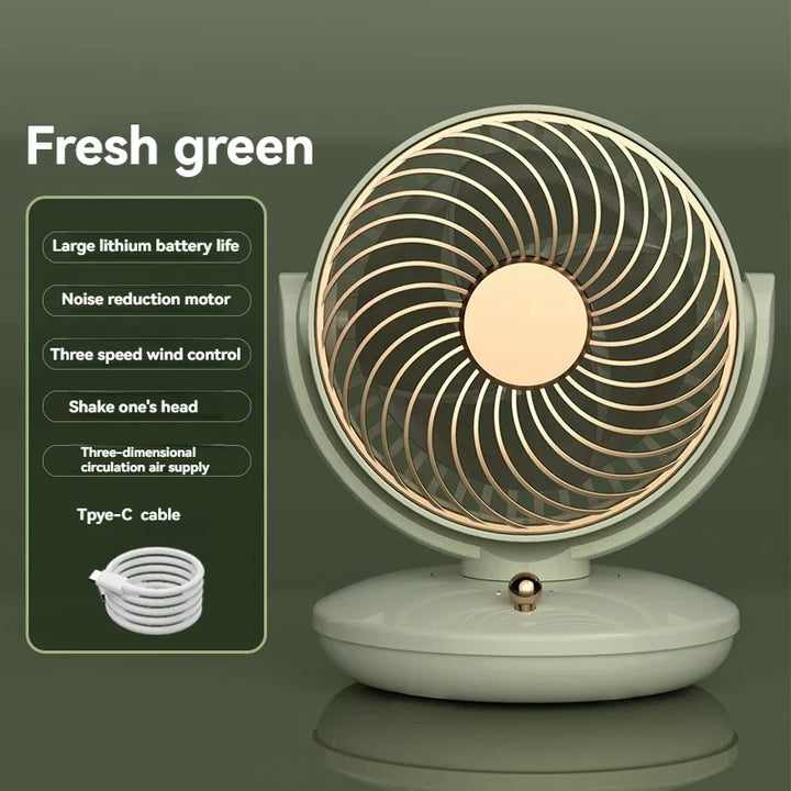 Luvikno | BreezeLoop Bordvifte med 360° Rotasjon | USB Vifte med 3 Hastigheter & Batteri | Stille & Kompakt | For Kontor, Soverom & Hjem