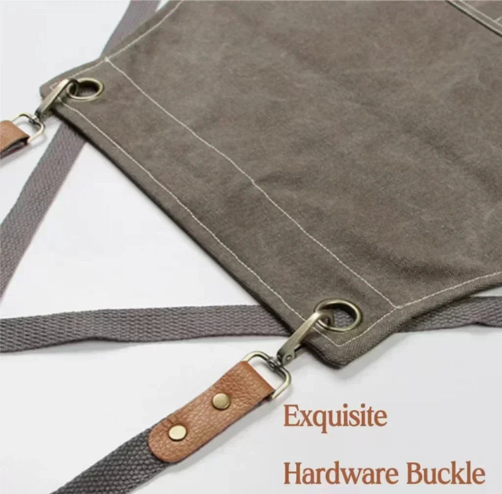 Canvas forkle med lommer, justerbart, Unisex | Luvikno