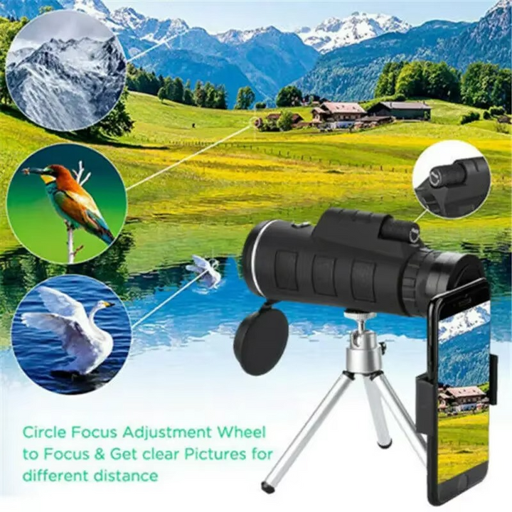 40x60 HD Monocular Telescope med smarttelefonholder og stativ for utendørs og camping Luvikno