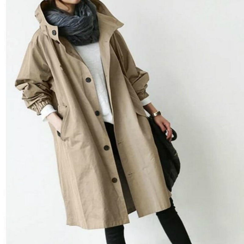 Luvik | myrsky- ja vedenpitävä naisten trench-coat, jossa huppu