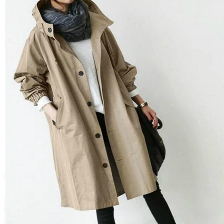 Luvik | myrsky- ja vedenpitävä naisten trench-coat, jossa huppu