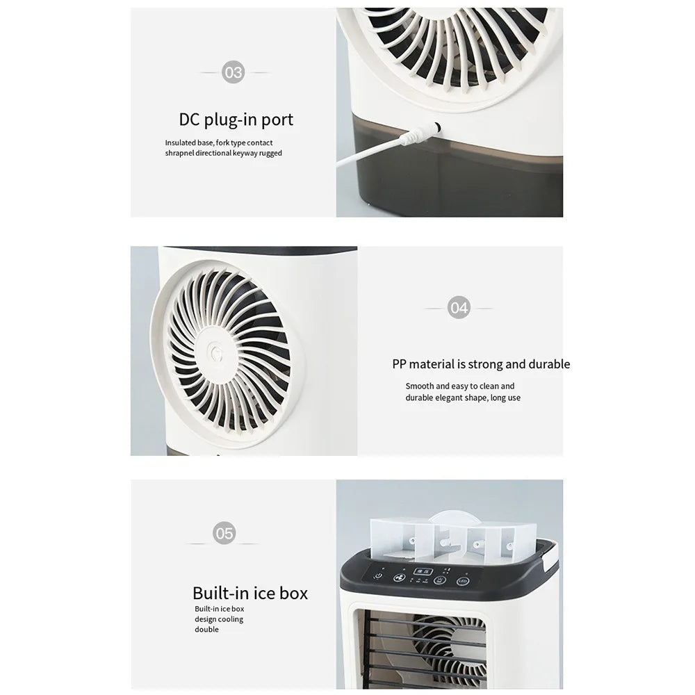 USB Bærbar Mini Air Conditioner Vifte – 3-Hastighets Skrivebords Kjølevifte med LED Nattlys, Luftkjøler for Hjemmet, Kontoret og Camping | Luvikno