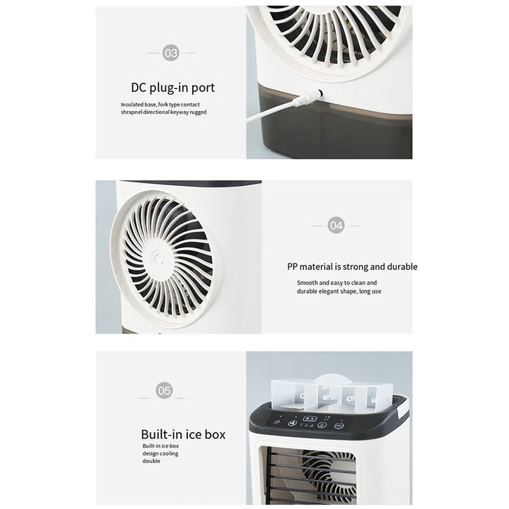 USB Bærbar Mini Air Conditioner Vifte – 3-Hastighets Skrivebords Kjølevifte med LED Nattlys, Luftkjøler for Hjemmet, Kontoret og Camping | Luvikno