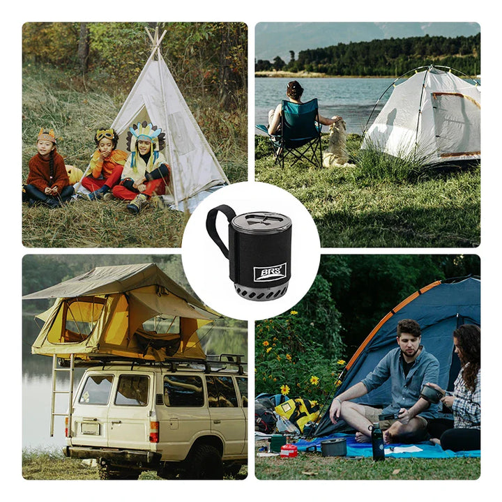 Luvikno | TrailFlame Ultra-light BRS-61 Campingkomfyr med integrert varmelagerkjel | Utendørs gasskomfyr for trekking og backpacking