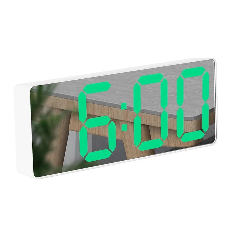 Moderne Elektronisk Speilvekkerklokke med LED-display, Alarmfunksjon og Temperaturvisning – Stilig Digital Klokke for Soverom og Kontor | Luvikno