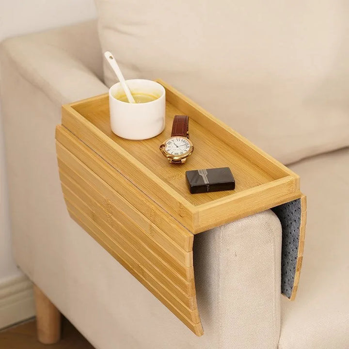 Minimalist Bamboo Sofa Armrest Organizer | Luvikno