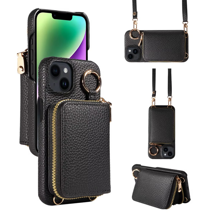 Premium lær Multi-Function iPhone-deksel med anti-degauss beskyttelse Luvikno