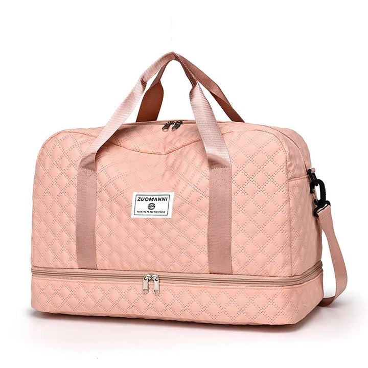 Luvikno | Raumio TravelFlex Lettvekts Reisebag med Diamantmønster | Stor Sports- og Helgetaske med Skoavdeling og Fuktavdeling | Kabinbagasje Egnet og Sammenleggbar