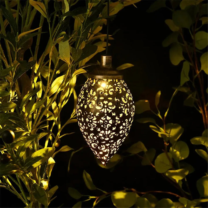 Luvikno | Lumivis SolArt Solcelle Hage Lantern Drop Form | Vanntett & Projektions Effekt | Metall | For Balkong, Terrasse & Utendørsområde
