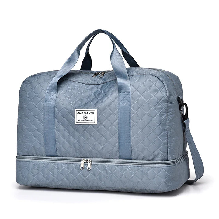 Luvikno | Raumio TravelFlex Lettvekts Reisebag med Diamantmønster | Stor Sports- og Helgetaske med Skoavdeling og Fuktavdeling | Kabinbagasje Egnet og Sammenleggbar