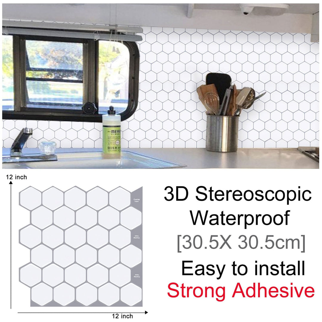 3D Selvklebende Sekskantede Veggklistremerker | Luvikno