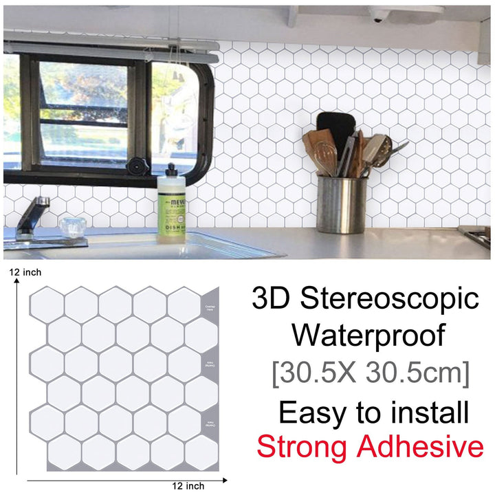 3D Selvklebende Sekskantede Veggklistremerker | Luvikno