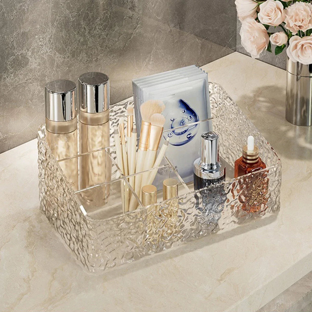 Luvikno | Make-up Organiser Boks ClaryLux | Vannbølge Design | Stor Kapasitet | Åpen Trapezoidal Form