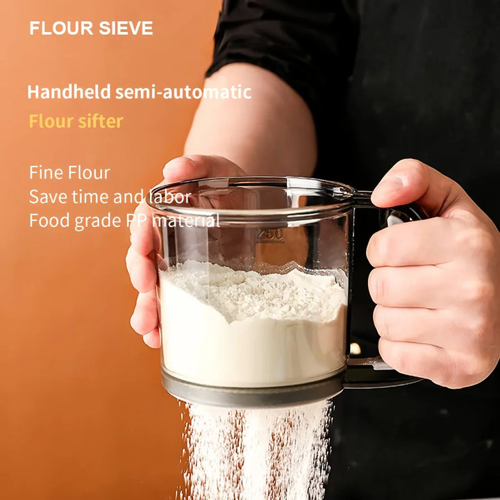 Luvikno | Bakina Mel Sil | Semi-automatisk | Dobbelt sil med pressgrep | Fin maske for baking & melis | Sett med 2