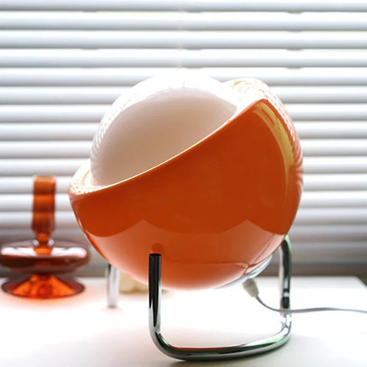 Aurivio Bordlampe | Glass & Rustfritt Stål | Retro-Nordisk Design | LED Nattlys Beige/Oransje | Ø21×H25 cm Luvikno