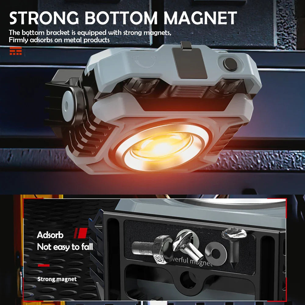 Luvikno | Arbeidslys MagnoBeam Pro | Oppladbar & dimbar | 1500 lm COB + TG3 Spotlight | Magnetisk & IP66 vanntett