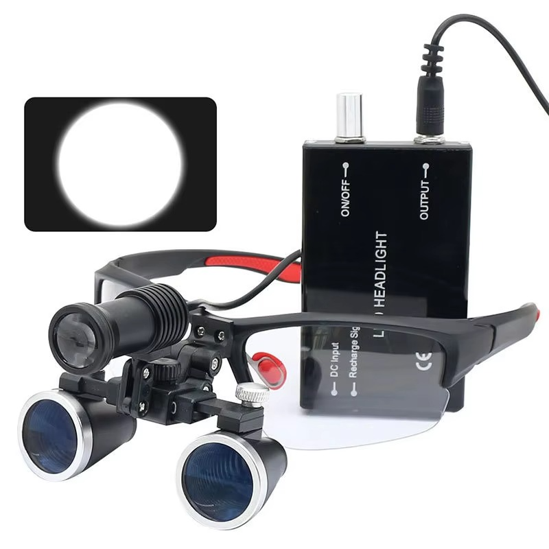 Avanserte 5W LED Dental Loupe med dobbelt forstørrelse og justerbart hodelys Luvikno