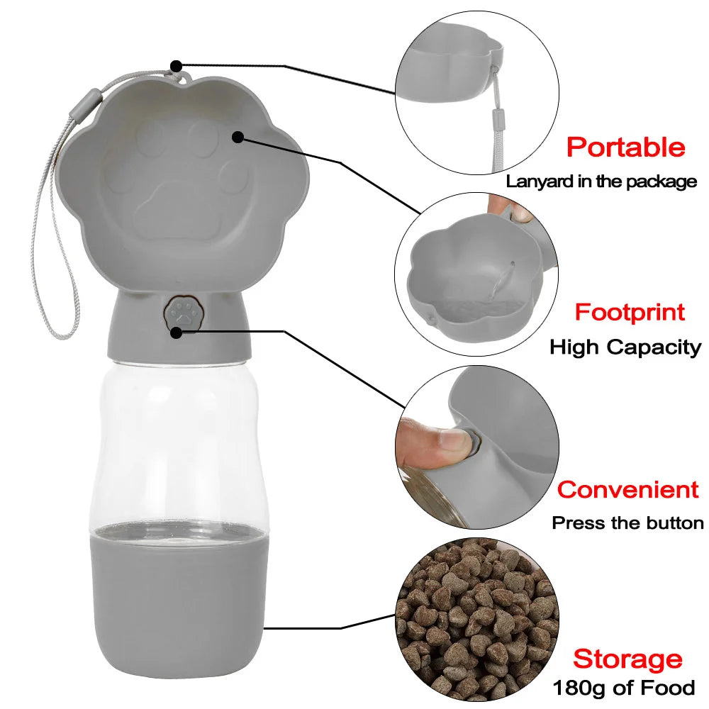 Luvikno | Droppa DuoBottle Drikkeflaske | 2-i-1 Vann- & Matdispenser for Hunder & Katter | Lekkesikker & Bærbar | 380 ml / 530 ml