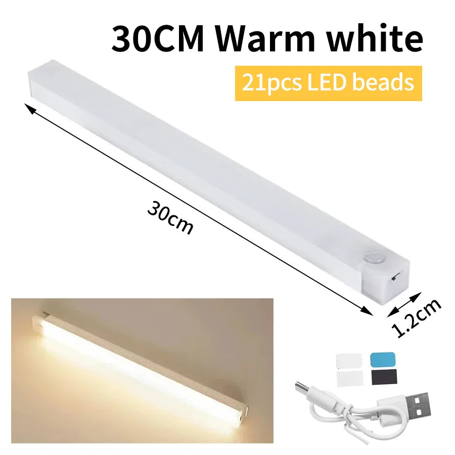 Luvikno | SenseLite Motion LED | Oppladbart sensorl light med magnetfeste | Varme hvit | For skap, seng og gang