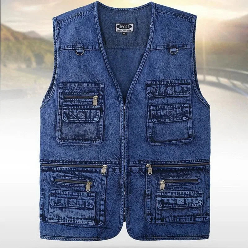 Luvik | Ärmellose Jeansweste Mit Mehreren Taschen Für Herren