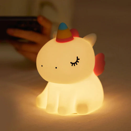 DreamiCorn LED Nattlys Enhjørning | Myk Silikon & USB Oppladbar | Berøringskontroll & 2 Lysstyrkenivåer | Barnerom & Gaveidé Luvikno