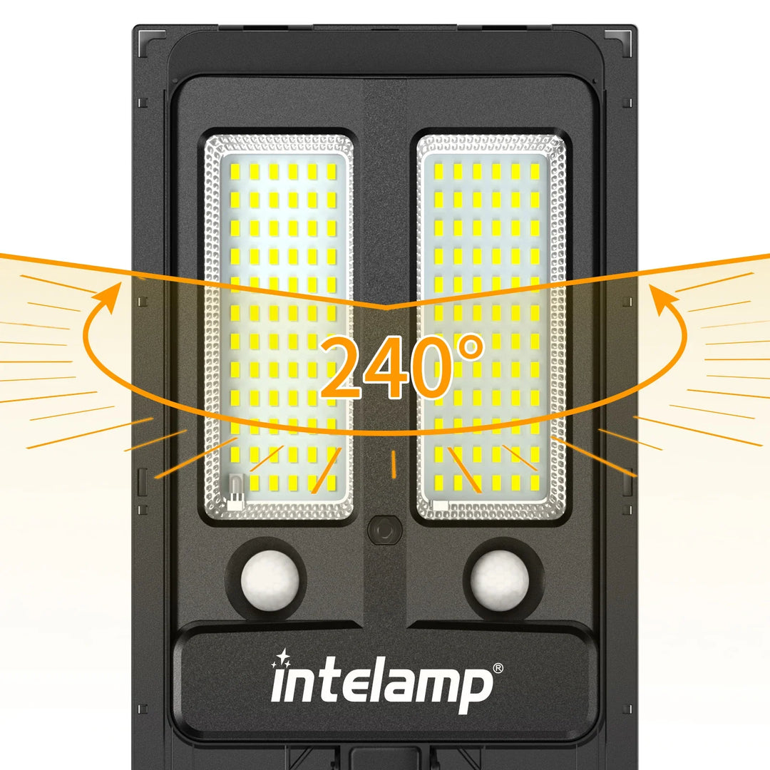 Luvikno | HelionGuard ProLight 12000 Solar-LED Spotlight med Fjernkontroll | Bevegelsessensor opptil 30 m | 3000 lm | IP65 | For Hage, Garasje & Gårdsbelysning