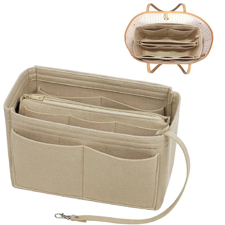 Luvikno | TaschenLuxe Organizer Inlay | Filtinnsats med glidelås | 15 lommer & nøkkelstropp | For håndvesker & shoppingposer