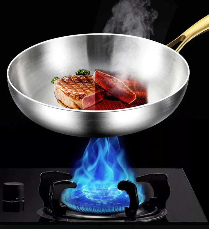 ChefSteel – Profesjonell Rustfritt Stål Stekepanne for Gass & Induksjon Luvikno