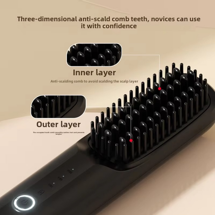 USB Oppladbar Ionisk Hår Styler – Keramisk Rettetang Kam Luvikno