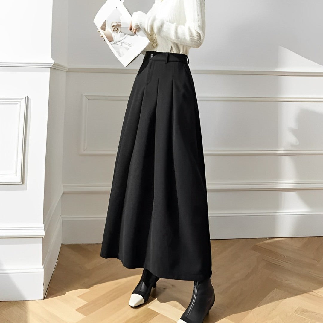 Luvik | Høy midje ullskjørt med striper