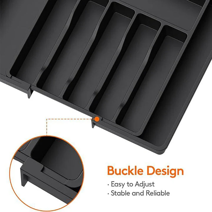 Luvikno | Modulora Bestikkskuffinnsats | Utvidbar Bestikkorganisator | Justerbart Lagringssystem laget av PP | 38×35 cm