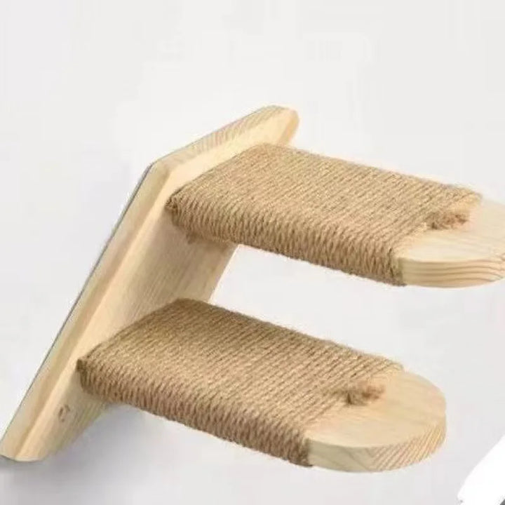 Kattestige for veggmontering laget av tre med sisal Luvikno
