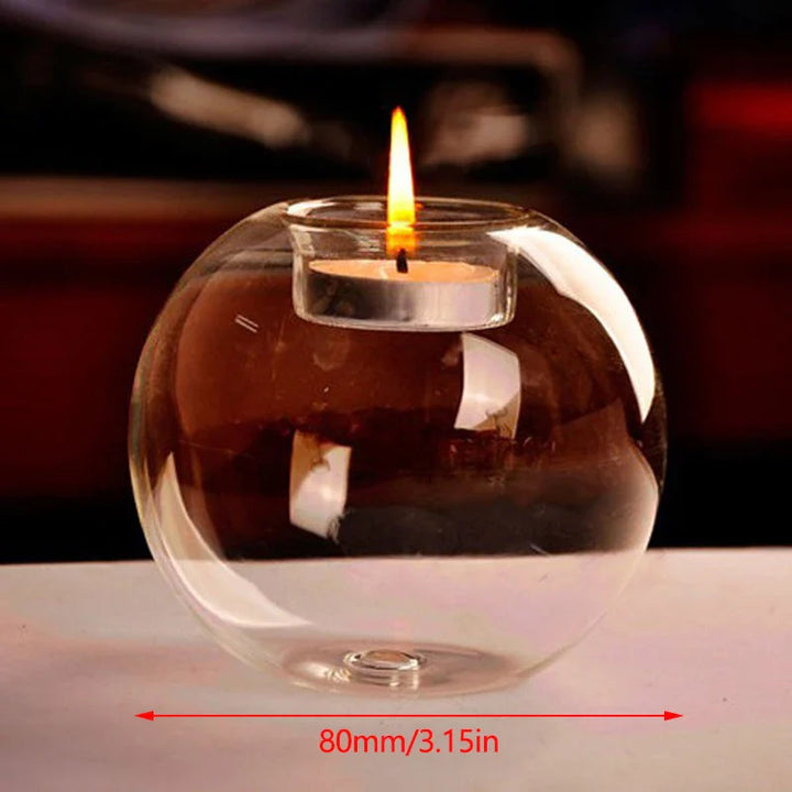 Luvikno | LightGlass Lysglass Tealight Holder Rund | Transparent Design | Hult Dekorativt Glass for Stue & Bryllup | 1 stk
