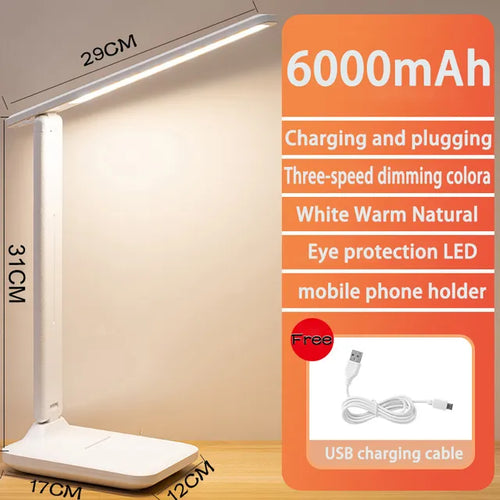 Luvikno | 6000 mAh oppladbar LED skrivebordlampe USB berøring Dimmbar Sammenleggbar Øyervennlig Lese lampe