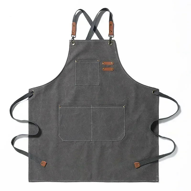 Canvas forkle med lommer, justerbart, Unisex | Luvikno