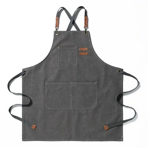 Canvas forkle med lommer, justerbart, Unisex | Luvikno