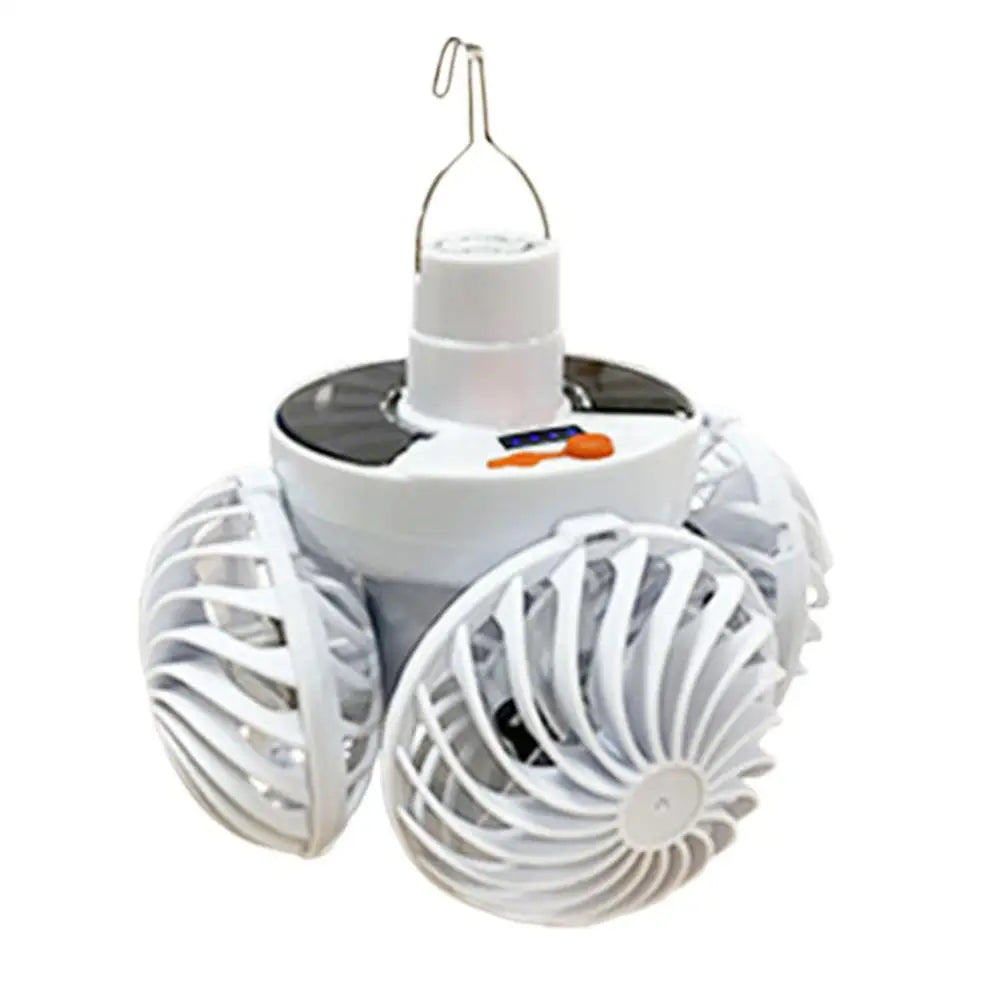 Luvikno | Ventolux Solcelle Campinglampe med Vifte | Sammenleggbar & Bærbar | 3 Vindnivåer & LED-belysning | For Telt, Terrase & Utendørs