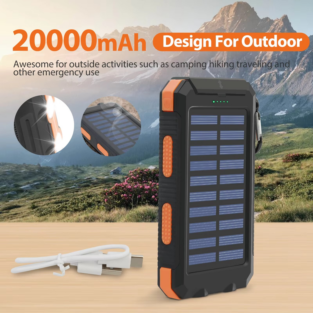 20000mAh bærbar solenergilader med dobbelt USB og LED lommelykt Luvikno