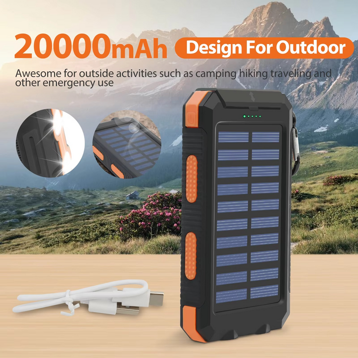 20000mAh bærbar solenergilader med dobbelt USB og LED lommelykt Luvikno