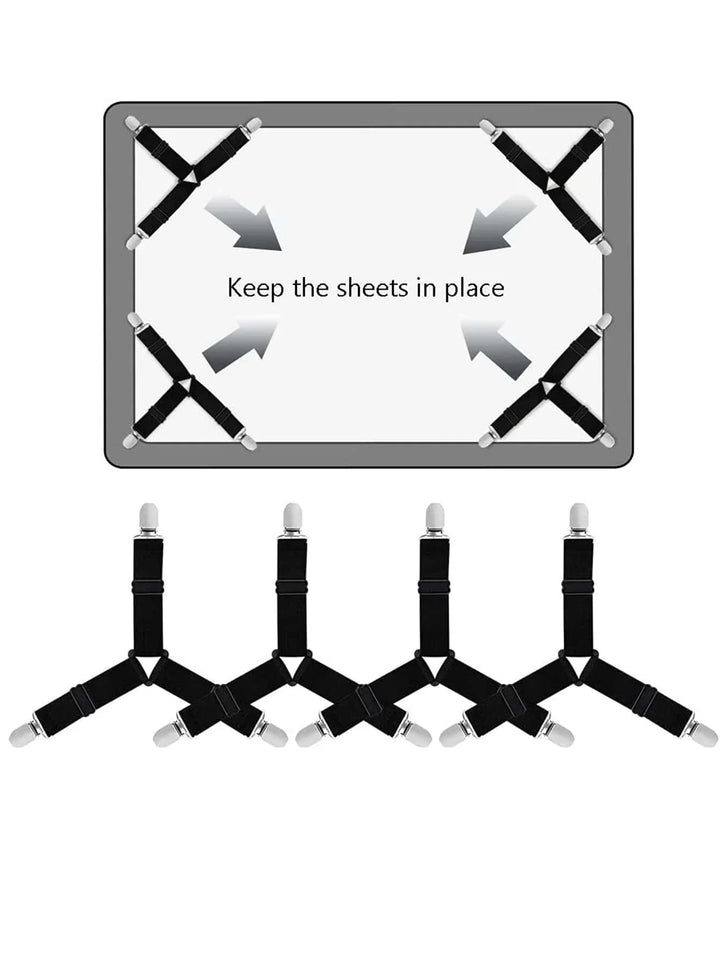 Luvikno | GRIPFIX Fitted Sheet Holder Set | 4-Pack Triangulære Sengetøysstrikker | Justerbare & Anti-skli – For Madrasser, Borddekk og Dekksystemer