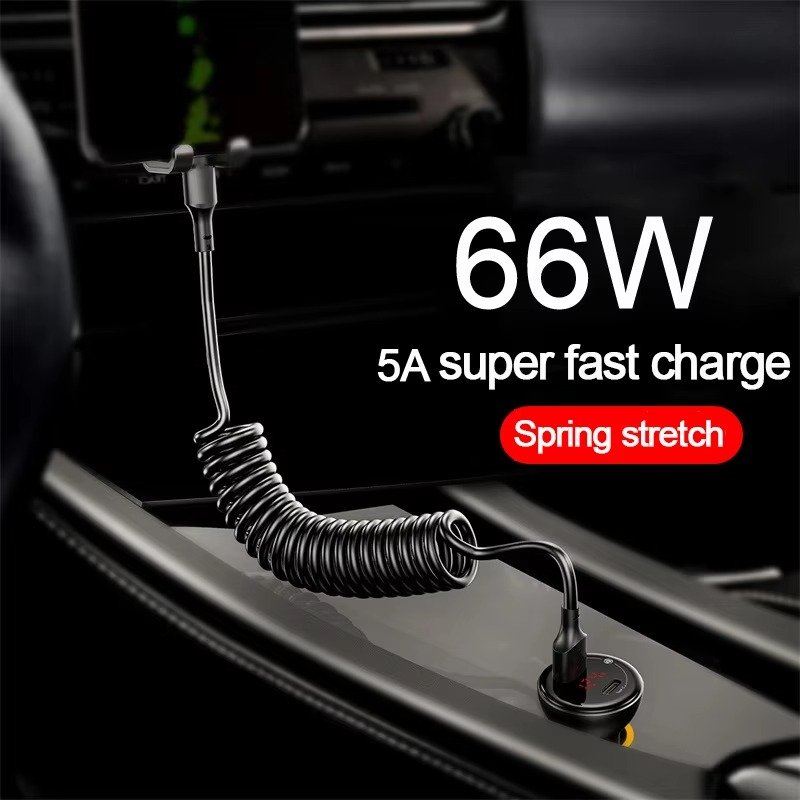 Universal vår teleskopisk hurtigladerkabel USB-C & Lightning Luvikno